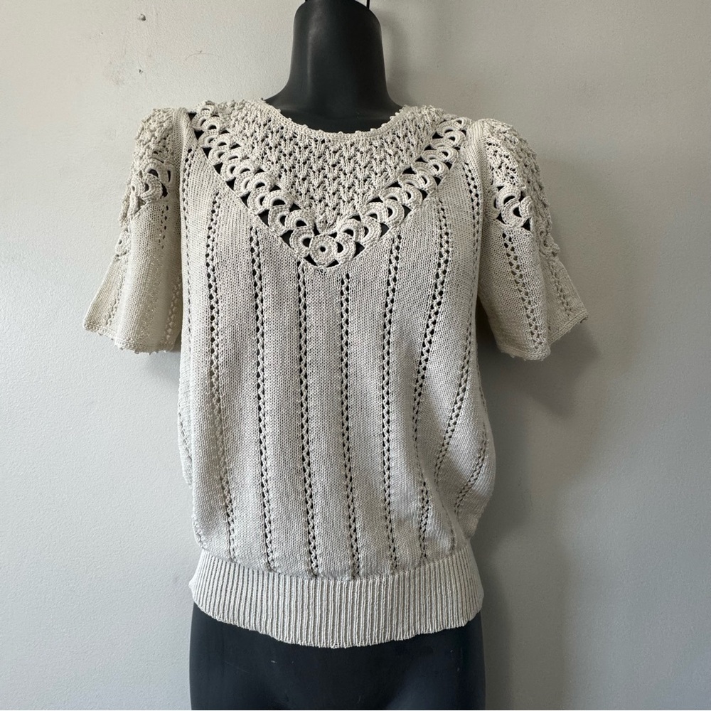 Handmade  Cream Crochet Blouse Medium